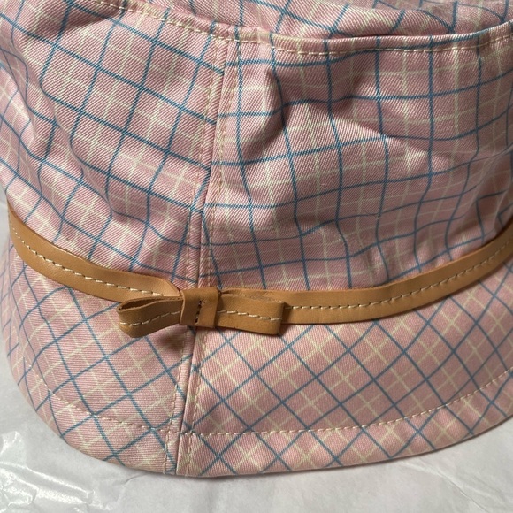 COACH Tattersall Plaid Bucket Hat Pink Blue Sz P/S Leather Trim Cotton Preppy main image 10